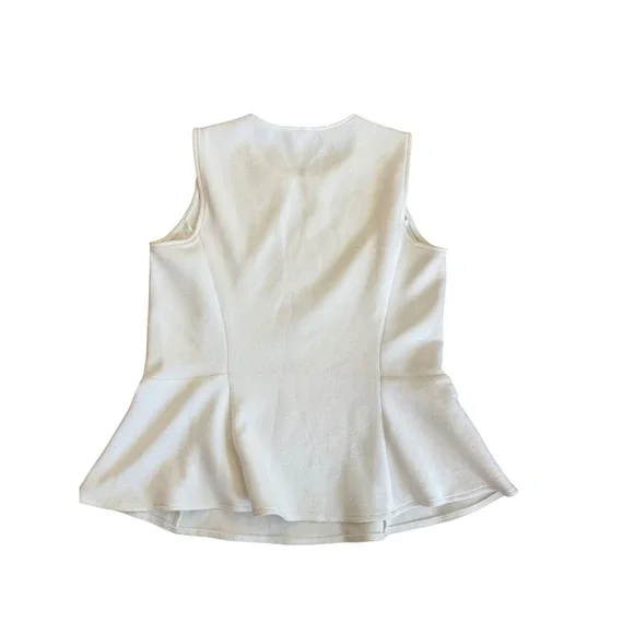 Spanx White Sleeveless Peplum Tank Top Structured Workwear Blouse Small - Picture 2 of 3